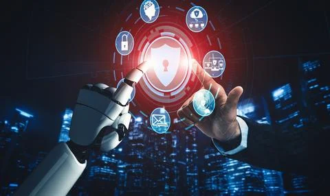 MLB Future artificial intelligence and machine learning for AI droid robot or Stock Illustration