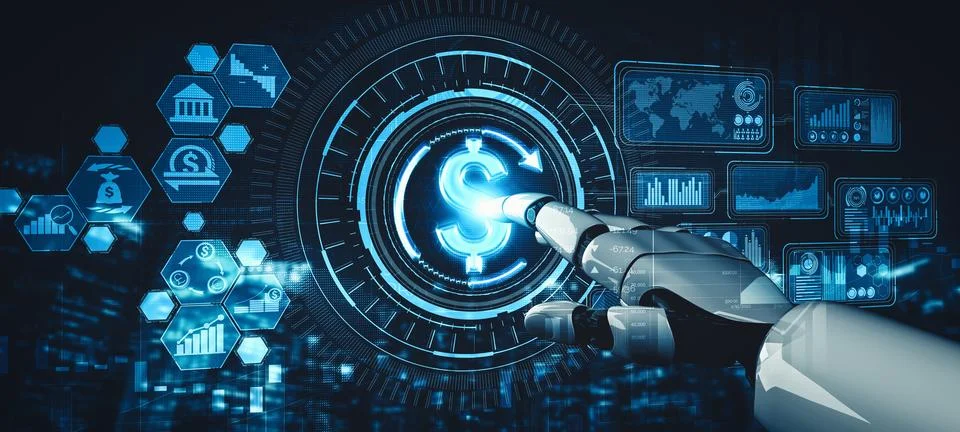 MLB Future artificial intelligence and machine learning for AI droid robot or Stock Illustration