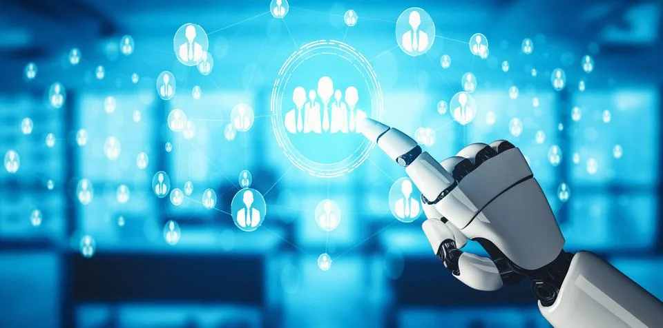 MLB Future artificial intelligence and machine learning for AI droid robot or Stock Illustration