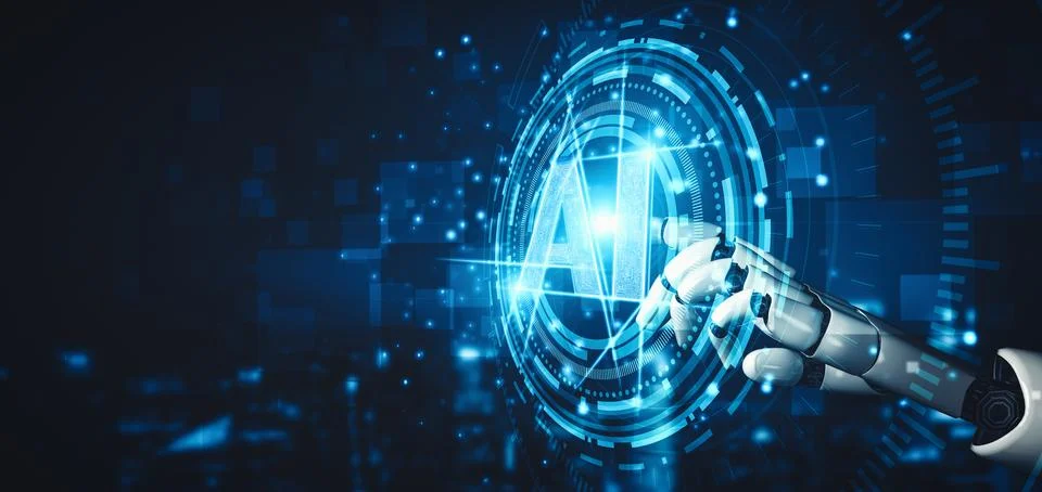 MLB Future artificial intelligence and machine learning for AI droid robot or Stockillustratie