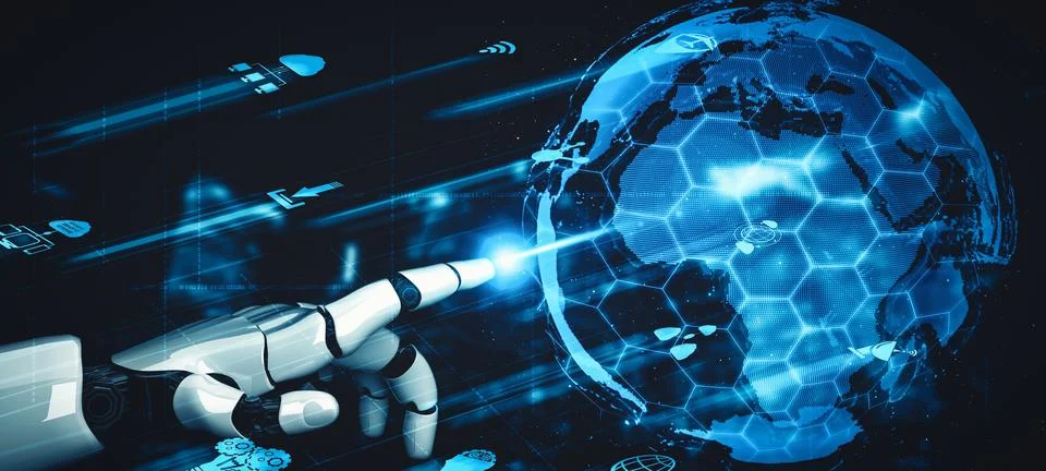 MLB Future artificial intelligence and machine learning for AI droid robot or 스톡 일러스트