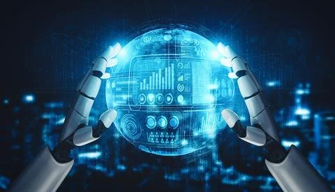 MLB Future artificial intelligence and machine learning for AI droid robot or イラスト素材