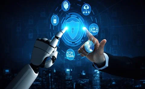 MLB Future artificial intelligence robot and cyborg. Stock Illustration