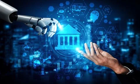 MLB Future artificial intelligence robot and cyborg. Stock Illustration