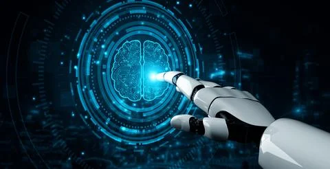 MLB Future artificial intelligence robot and cyborg. Illustrazione stock