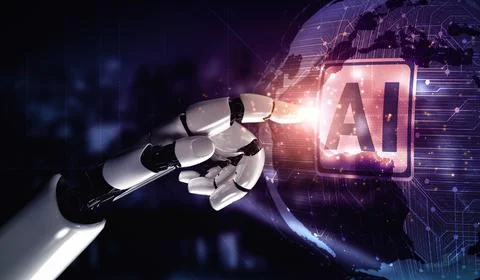 MLB Future artificial intelligence robot and cyborg. Stock Illustration
