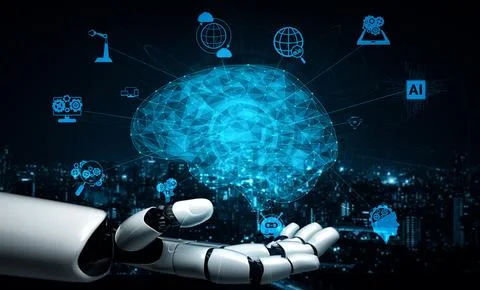 MLB Future artificial intelligence robot and cyborg. Stock Illustration