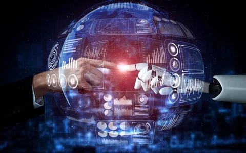 MLB Future artificial intelligence robot and cyborg. Stock Illustration