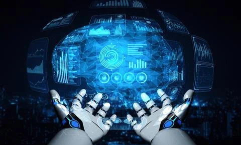 MLB Future artificial intelligence robot and cyborg. Stock Illustration