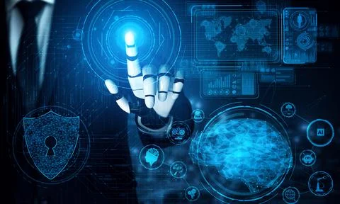 MLB Future artificial intelligence robot and cyborg. Stockillustratie