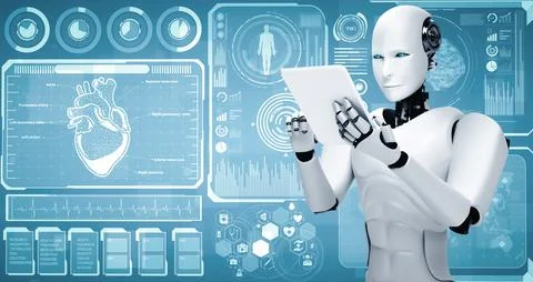 MLB Future medical technology controlled by AI robot using machine learning Illustrazione stock