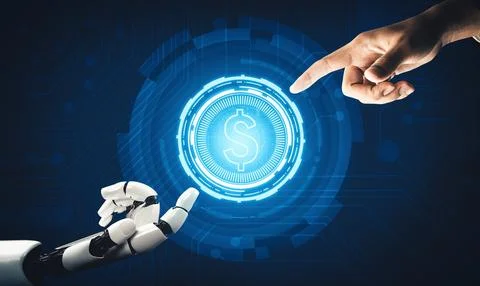 MLB Futuristic AI thinking of droid robot artificial intelligence concept Stock Illustration