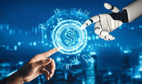 MLB Futuristic AI thinking of droid robot artificial intelligence concept Stock Illustration