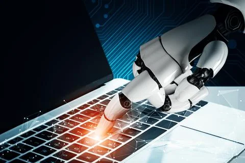 MLB Futuristic robot artificial intelligence concept. 스톡 일러스트