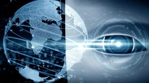 MLB Futuristic robot artificial intelligence huminoid AI transportation analytic 스톡 일러스트