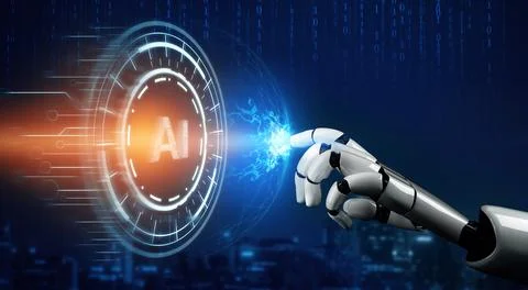 MLB Futuristic robot artificial intelligence concept. 스톡 일러스트
