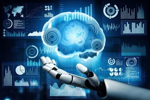 MLB Futuristic robot artificial intelligence concept. 스톡 일러스트