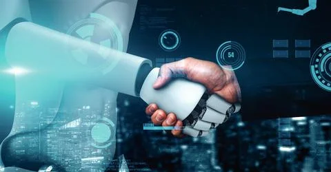 MLB Futuristic robot artificial intelligence huminoid AI for industrial factory Stock Illustration