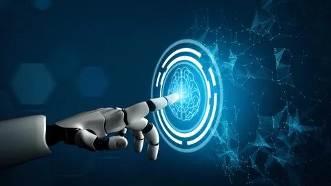 MLB Futuristic robot artificial intelligence concept. 스톡 일러스트