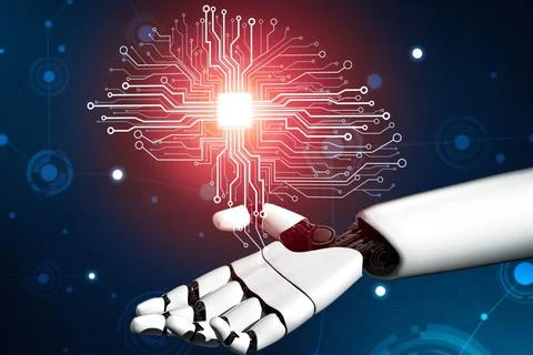 MLB Futuristic robot artificial intelligence concept. 스톡 일러스트