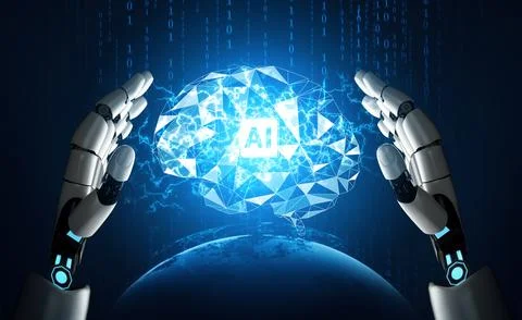 MLB Futuristic robot artificial intelligence concept. 스톡 일러스트