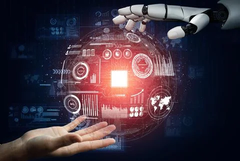 MLB Futuristic robot artificial intelligence concept. Stock Illustration