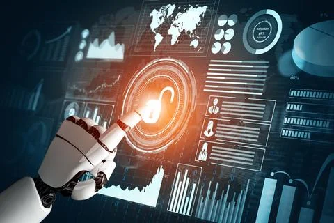 MLB Futuristic robot artificial intelligence concept. Stock Illustration