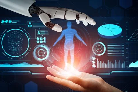 MLB Futuristic robot artificial intelligence concept. Stock Illustration