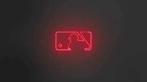 MLB Logo Neon Sign. Red Stock Footage 157697394