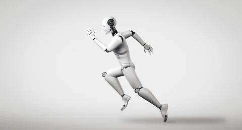 MLB Running robot humanoid showing fast movement and vital energy Stock Illustration