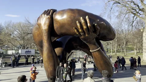 MLK Memorial "Embrace" - Infamous Angle - Boston Commons (HDR/HLG) Stock Footage 231446763