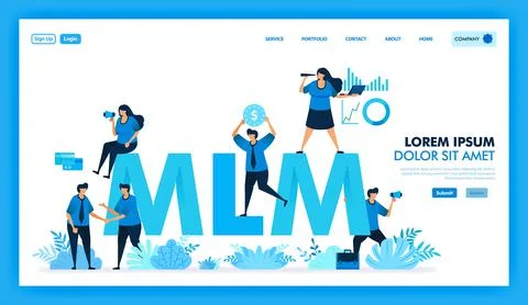 MLM affiliate program is get many downline and get profit. product value in m Stock Illustration