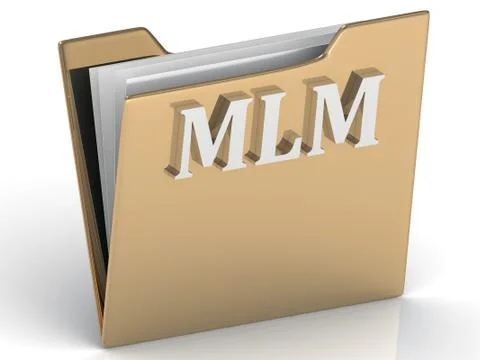 MLM - bright green letters on a gold folder on a white background Stock Illustration