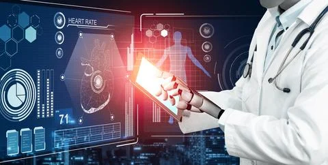 MLP 3D rendering medical artificial intelligence robot Illustrazione stock