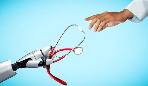 MLP 3D rendering medical artificial intelligence robot Stock Illustration