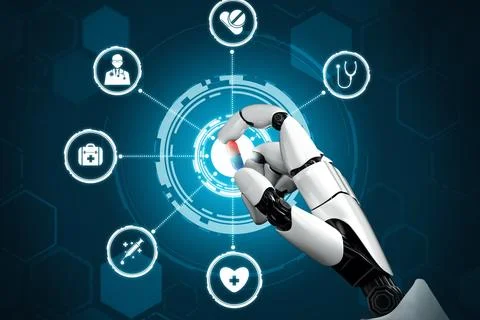 MLP 3D rendering medical artificial intelligence robot Illustrazione stock