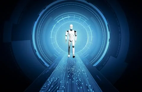 MLP 3D rendering robot humanoid in sci fi fantasy world 스톡 일러스트