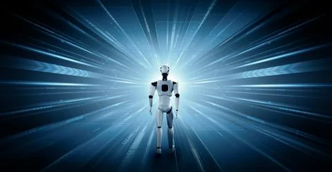 MLP 3D rendering robot humanoid in sci fi fantasy world Stock Illustration