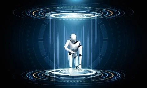 MLP 3D rendering robot humanoid in sci fi fantasy world Stock Illustration