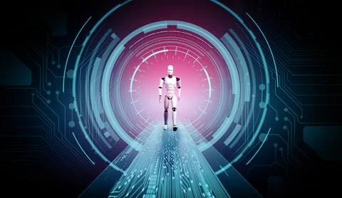 MLP 3D rendering robot humanoid in sci fi fantasy world Stock Illustration