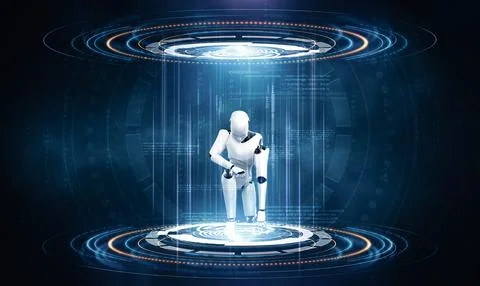 MLP 3D rendering robot humanoid in sci fi fantasy world 스톡 일러스트