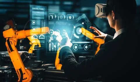 MLP Advanced robot arm system for digital industry and factory robotic Foto stock