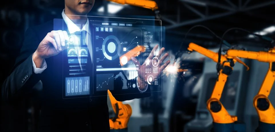 MLP Advanced robot arm system for digital industry and factory robotic Foto stock