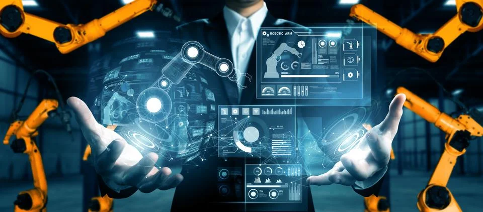 MLP Advanced robot arm system for digital industry and factory robotic Stock Photos
