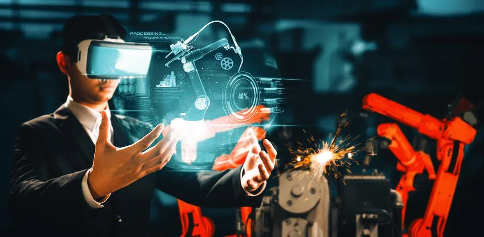 MLP Advanced robot arm system for digital industry and factory robotic Stock Photos