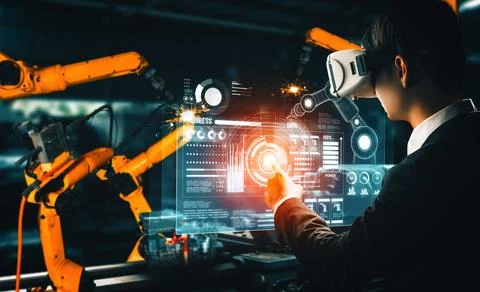 MLP Advanced robot arm system for digital industry and factory robotic Foto stock