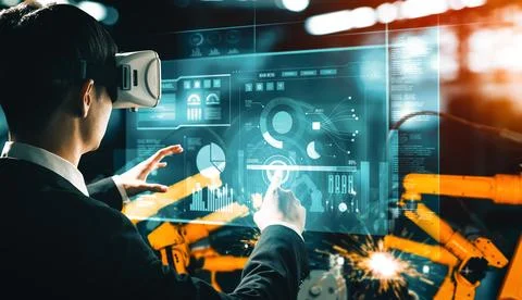 MLP Advanced robot arm system for digital industry and factory robotic Stock Photos