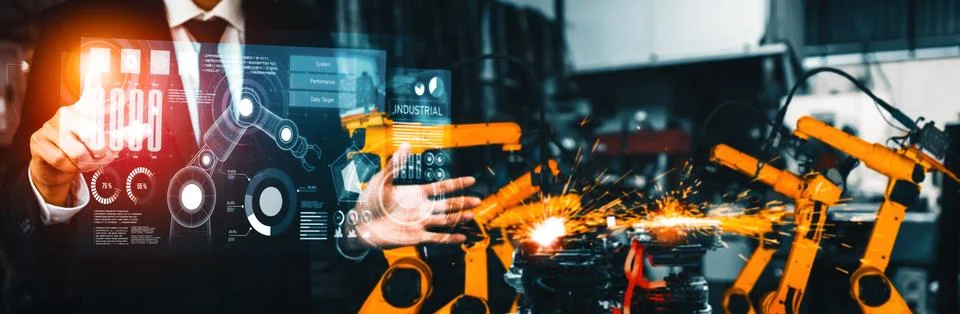 MLP Advanced robot arm system for digital industry and factory robotic Stock Photos