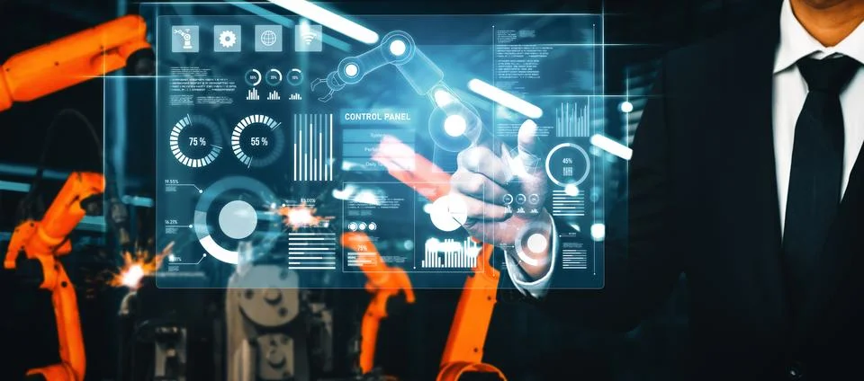 MLP Advanced robot arm system for digital industry and factory robotic Foto stock