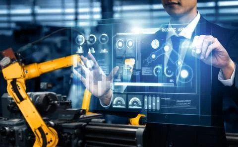 MLP Advanced robot arm system for digital industry and factory robotic Stockfoto's